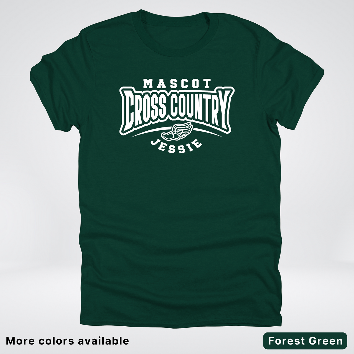 Custom Mascot & Name – White Design – Cross Country 02 - T-Shirt