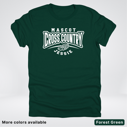 Custom Mascot & Name – White Design – Cross Country 02 - T-Shirt