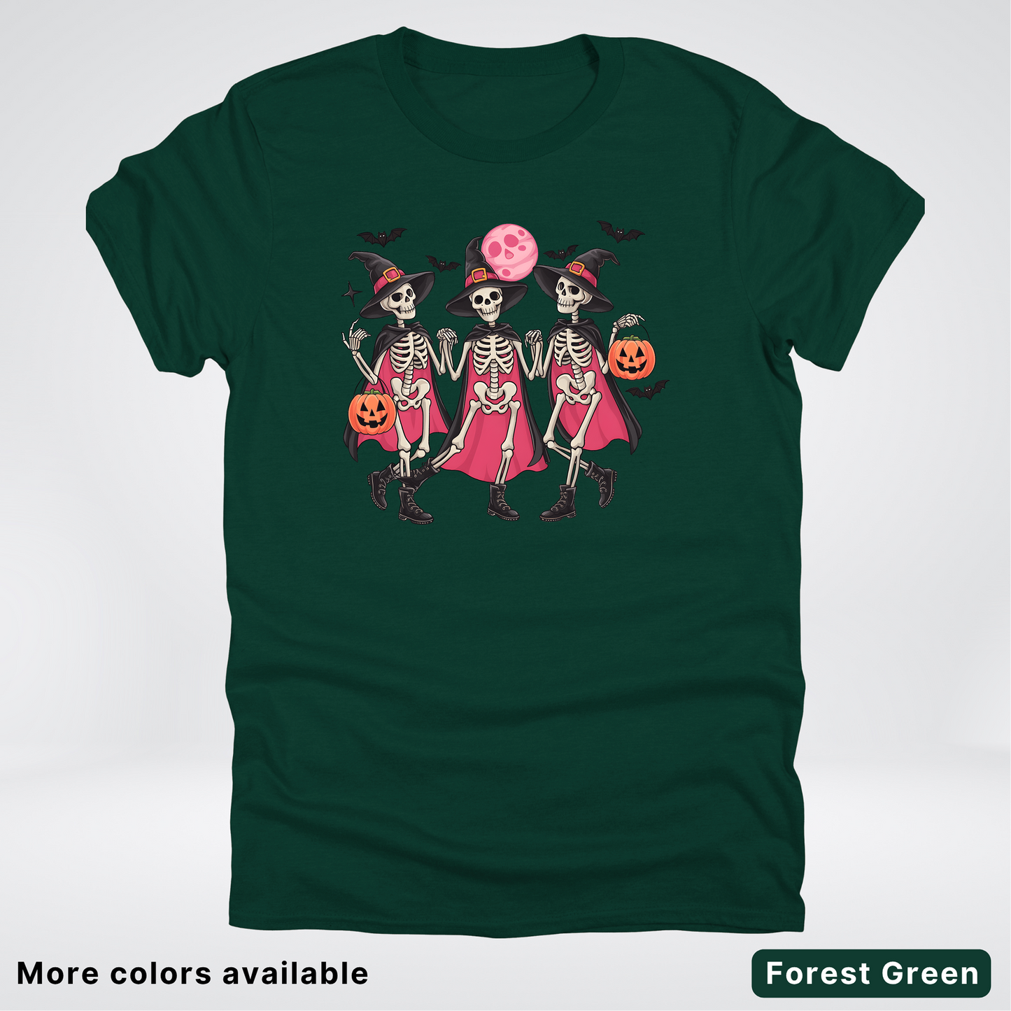 Skeleton Pink Out Witches Dancing Halloween - T-Shirt