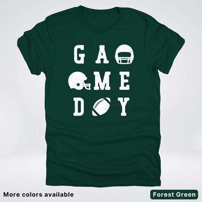 Game Day Football 3 x 3  – White Design  – T-Shirt
