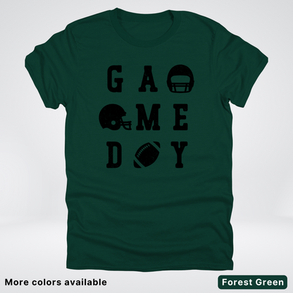 Game Day Football 3 x 3 - Black Design - T-Shirt