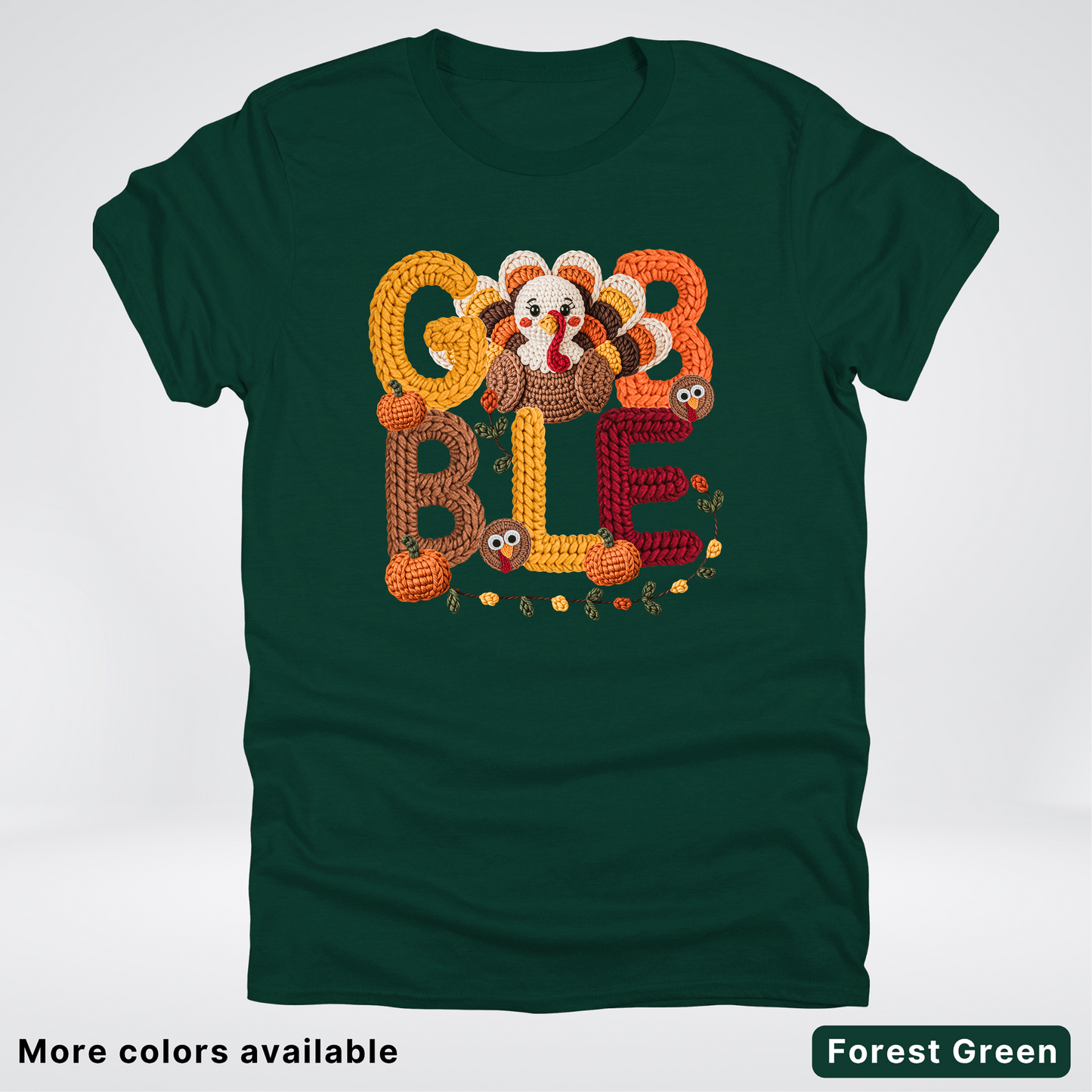 Turkey Gobble Pumpkin Fall Crochet - T-Shirts