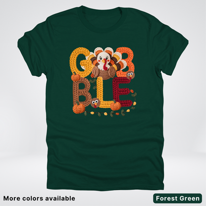 Turkey Gobble Pumpkin Fall Crochet - T-Shirts