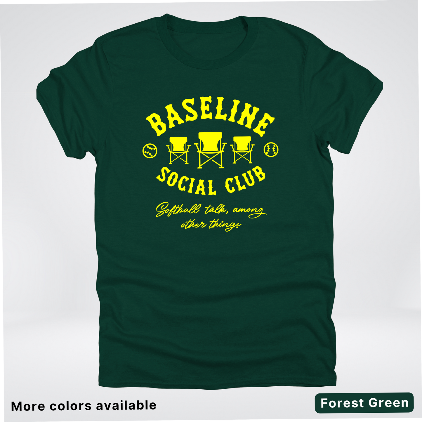 Baseline Social Club Softball – Yellow Design - T-Shirt