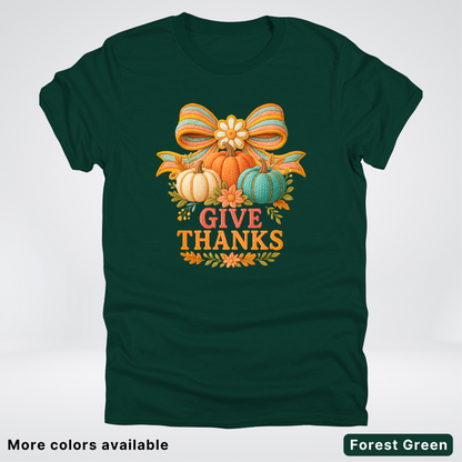Give Thanks Crochet Thanksgiving Fall Pumpkin - T-Shirts