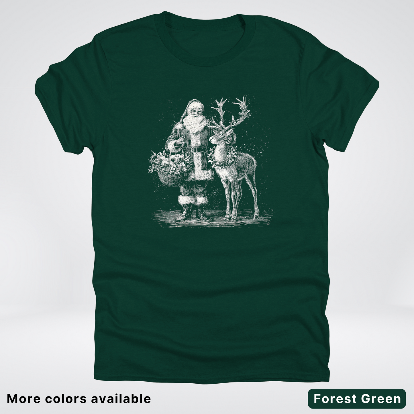 Vintage Santa and Reindeer - T-Shirt