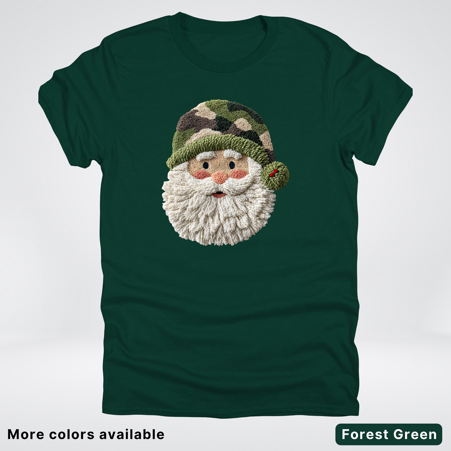 Woodland Santa Face (Hook Yard Faux Texture) - T-Shirt