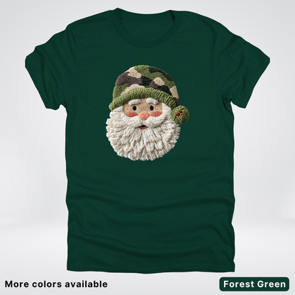 Woodland Santa Face (Hook Yard Faux Texture) - T-Shirt