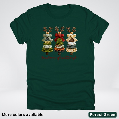 Season Greetings Reindeer Trees Hook Yard Faux - T-Shirt