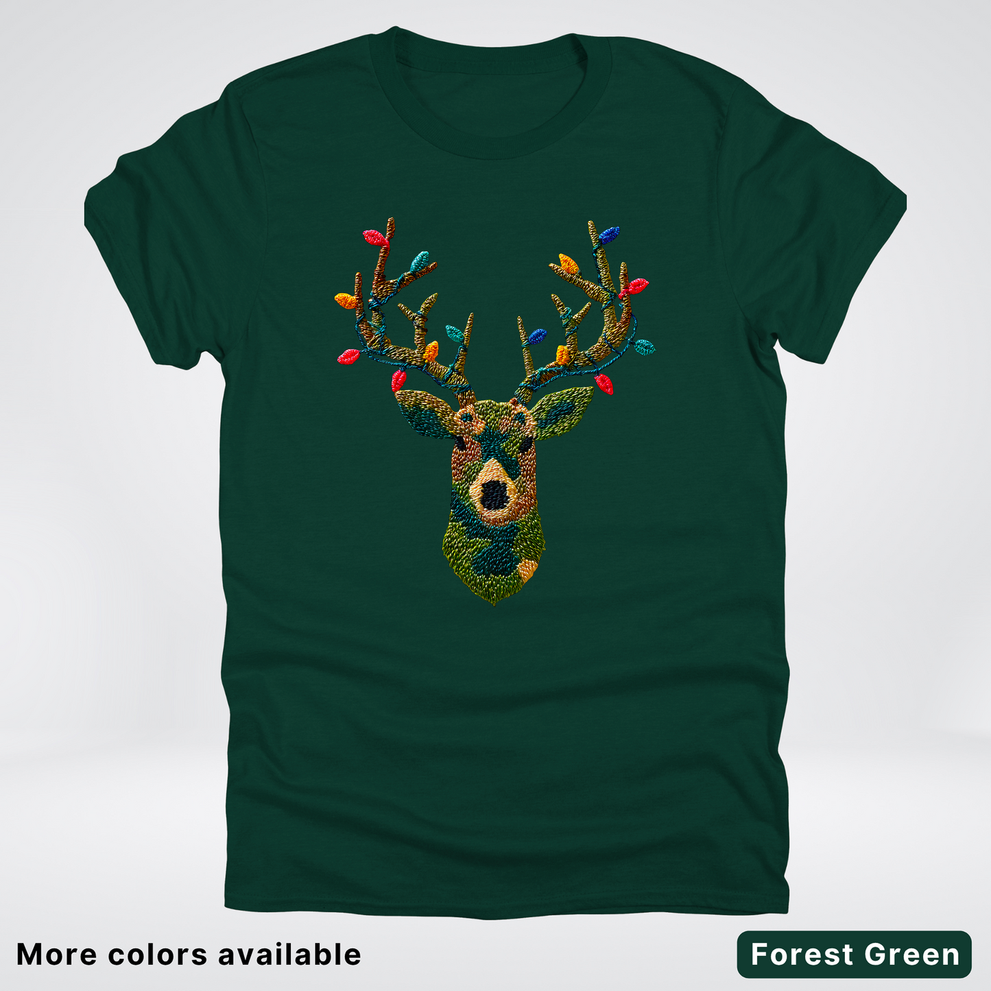 Rustic Reindeer Lights – Hook Yard Faux Texture - T-Shirt