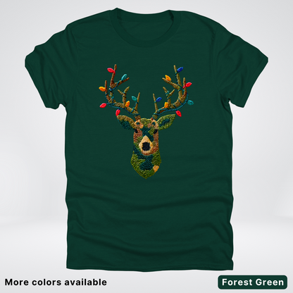 Rustic Reindeer Lights – Hook Yard Faux Texture - T-Shirt
