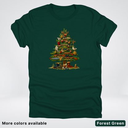 Woodland Critters Christmas Tree Hook Yard Faux - T-Shirt