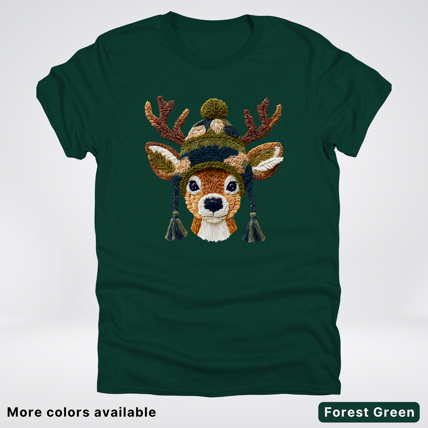 Cozy Winter Reindeer Hook Yard Faux Texture - T-Shirt