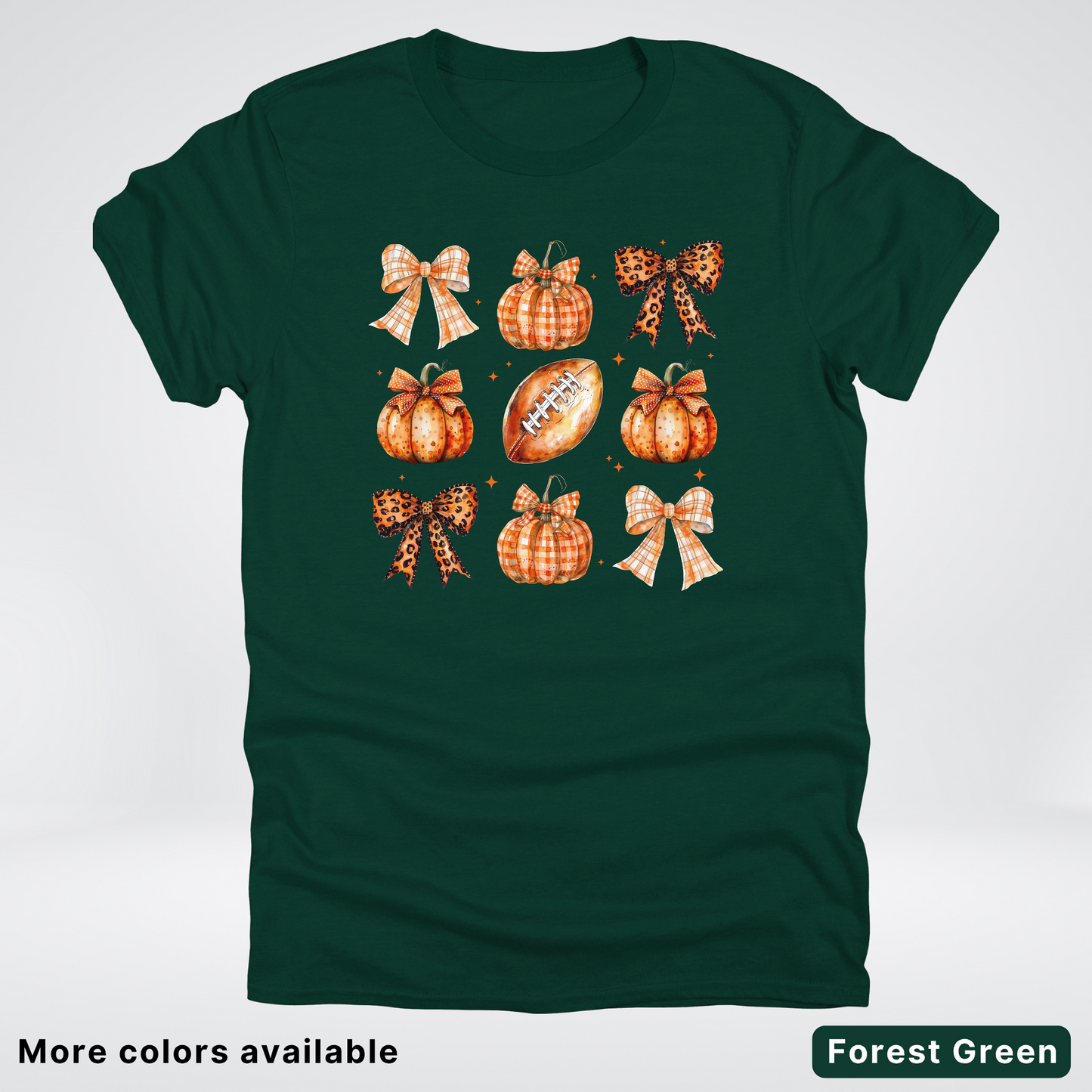 Football Coquette Ribbon Bow Plaid Pumpkin Fall - T-Shirt