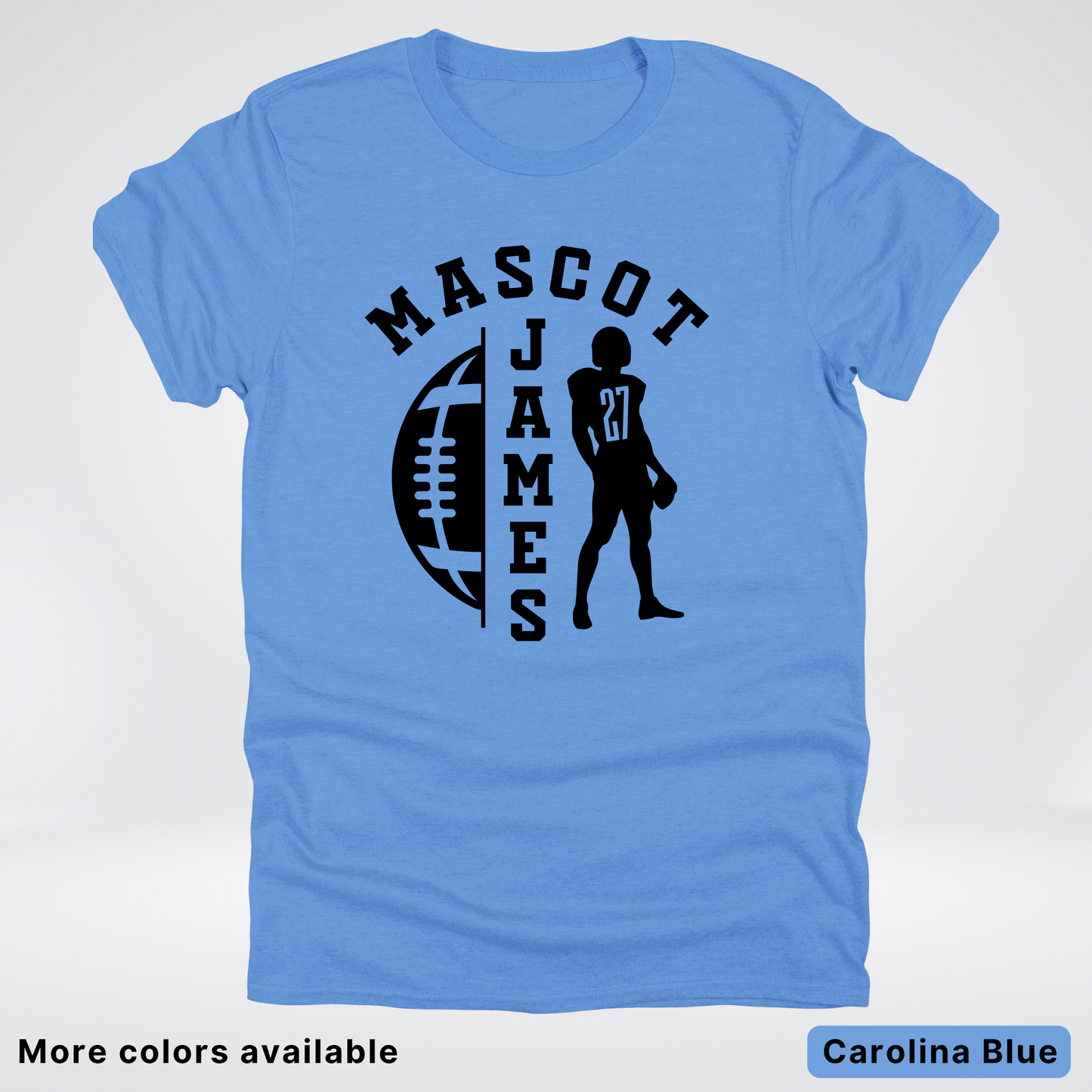 Custom Mascot, Number, & Name - Black - Football Design 31 T-Shirt
