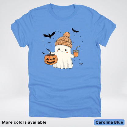 Cute Fall Ghost with Pumpkin And Bats T-Shirt