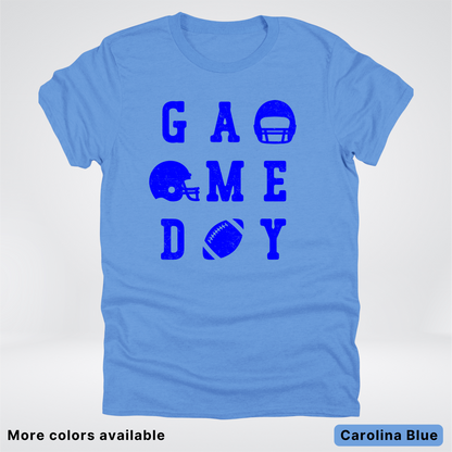 Game Day Football 3 x 3 - Blue Design - T-Shirt