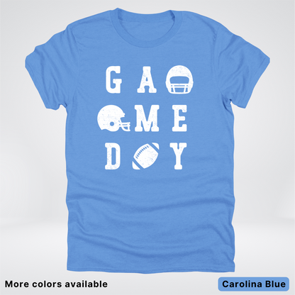 Game Day Football 3 x 3  – White Design  – T-Shirt