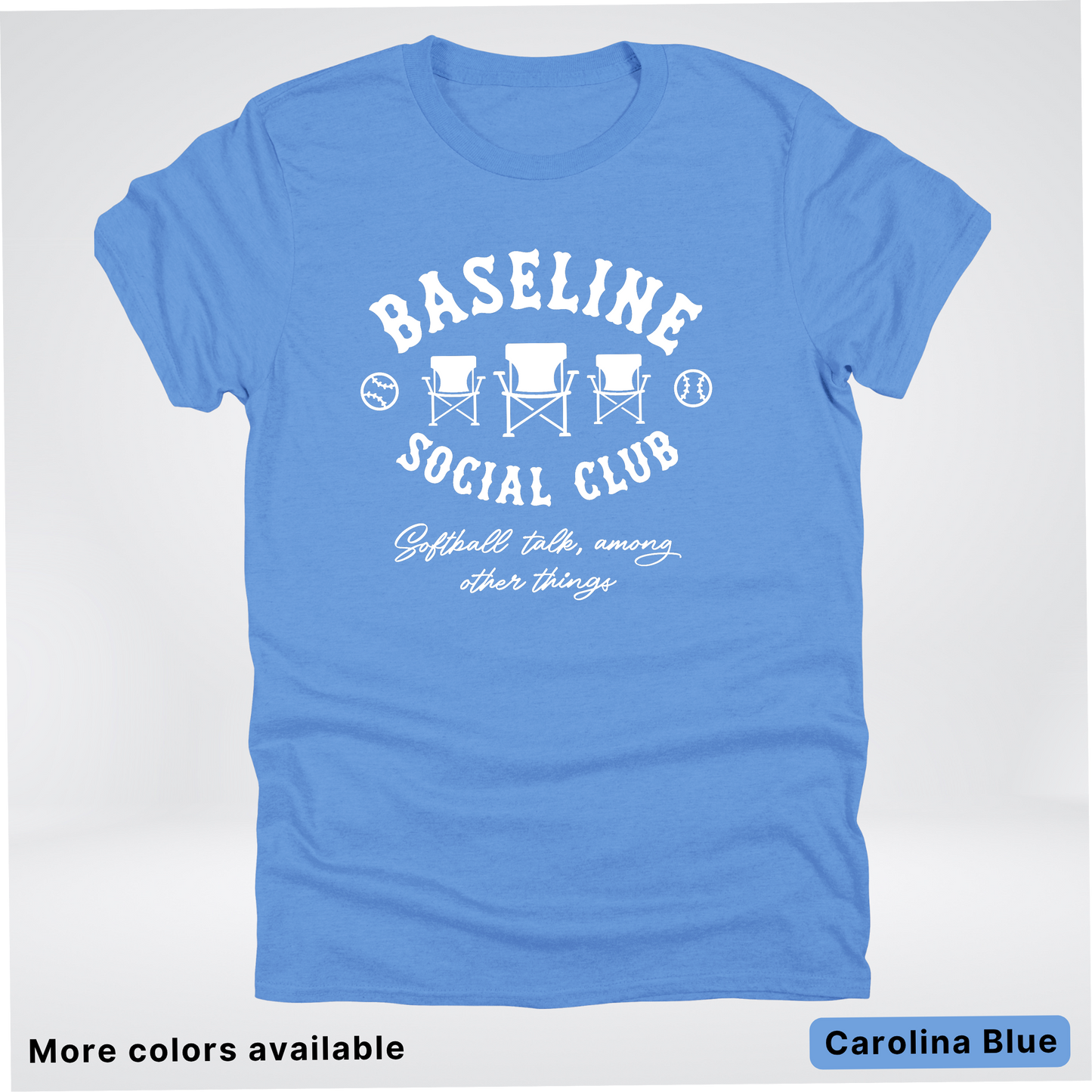 Baseline Social Club Softball – White Design – T-Shirt