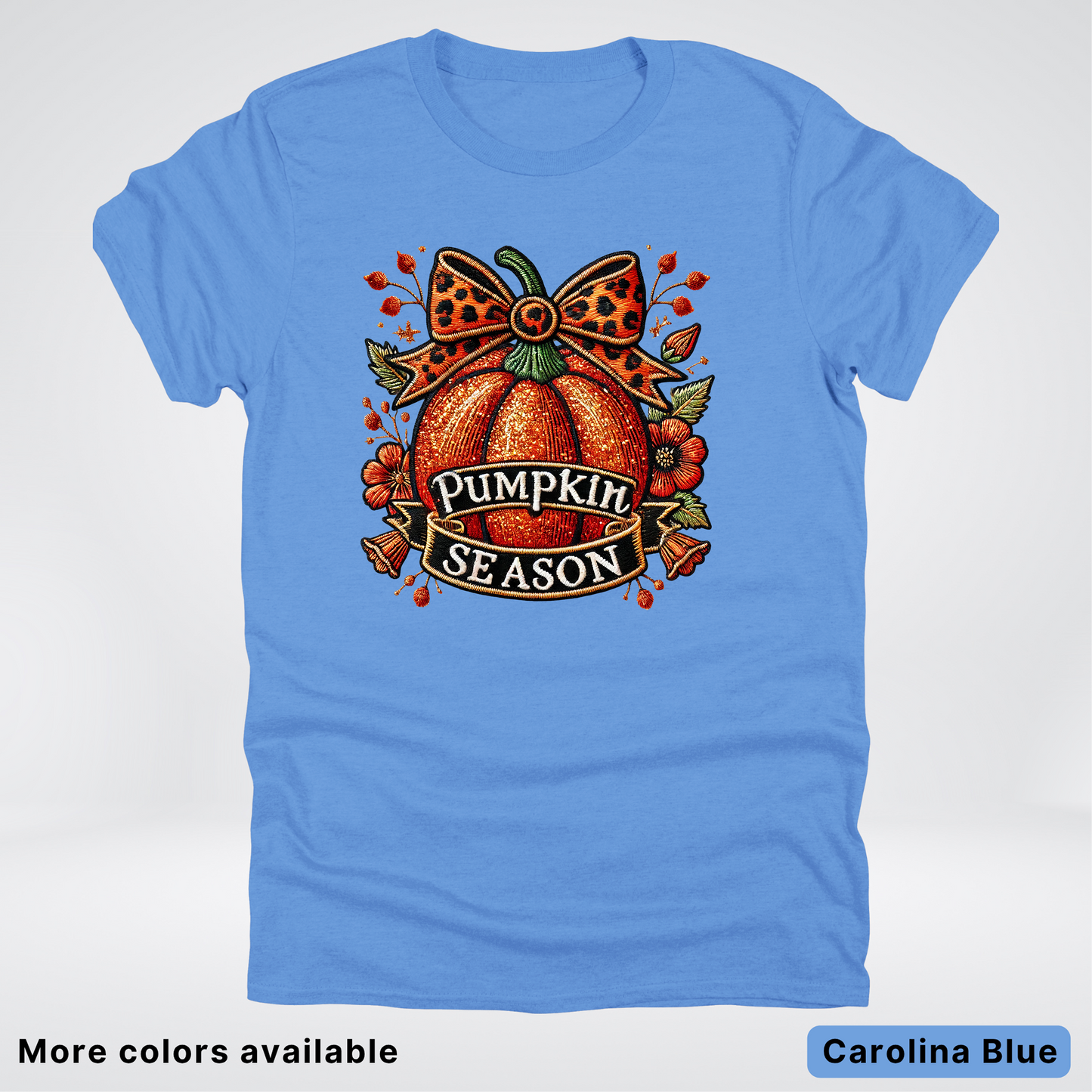 Pumpkin Season Leopard Print Bow Fall Autumn  - T-Shirts