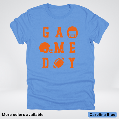Game Day Football 3 x 3 – Orange Design  – T-Shirt