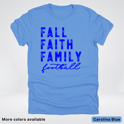 Fall Faith Family – Blue Design - Football - T-Shirt