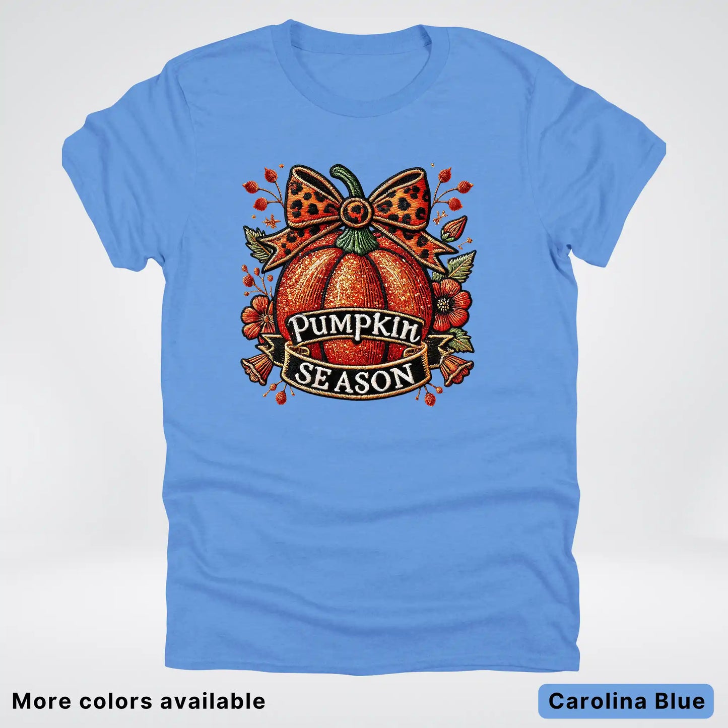 Pumpkin Season Leopard Print Bow Fall Autumn  - T-Shirts