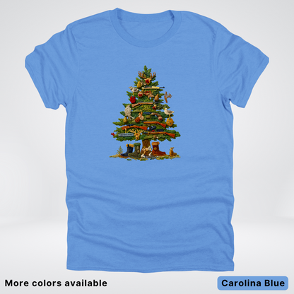 Woodland Critters Christmas Tree Hook Yard Faux - T-Shirt