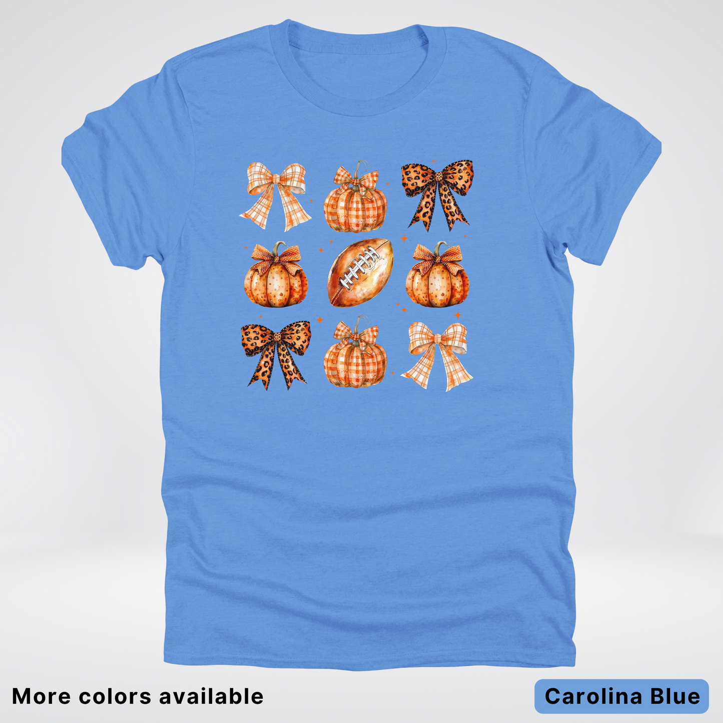 Football Coquette Ribbon Bow Plaid Pumpkin Fall - T-Shirt