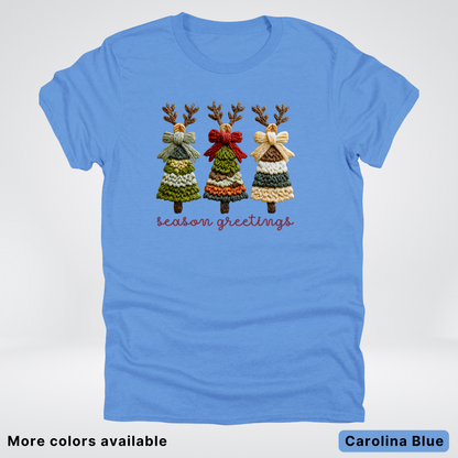 Season Greetings Reindeer Trees Hook Yard Faux - T-Shirt