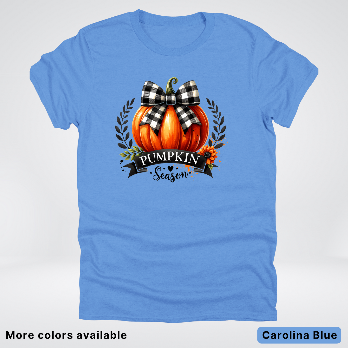 Pumpkin Season Black Plaid Bow - T-Shirt
