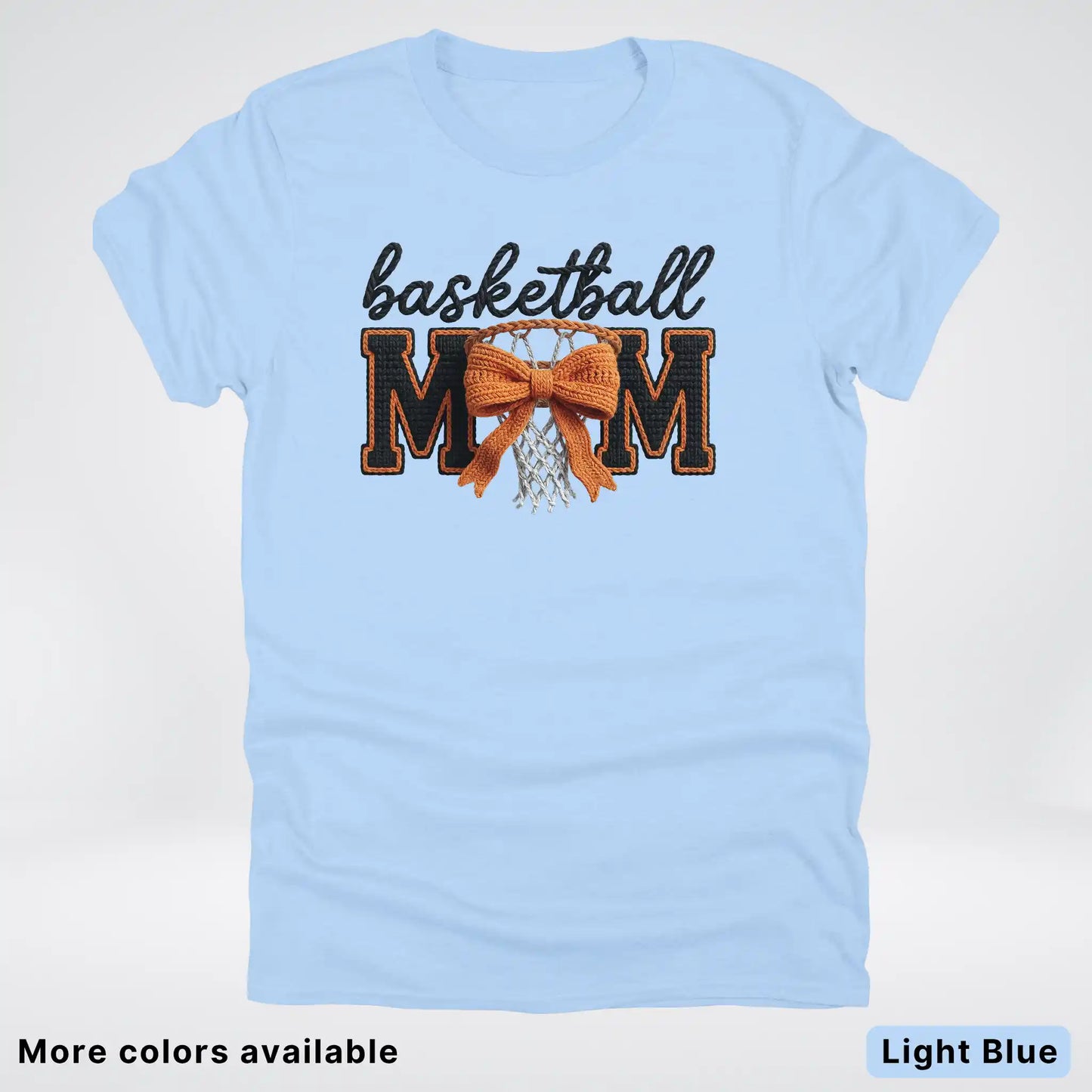 Basketball Mom – Faux Crochet Bow Basketball Graphic T-Shirt
