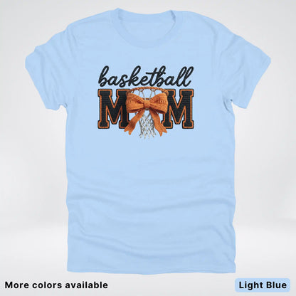 Basketball Mom – Faux Crochet Bow Basketball Graphic T-Shirt