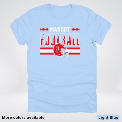 Custom Mascot & Number - Red - Football Design 2 T-Shirt