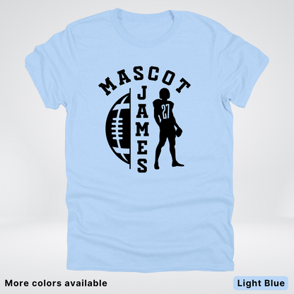 Custom Mascot, Number, & Name - Black - Football Design 31 T-Shirt