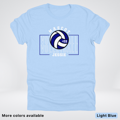 Custom Mascot, Number, & Name – Navy - Volleyball Design 13 T-Shirt