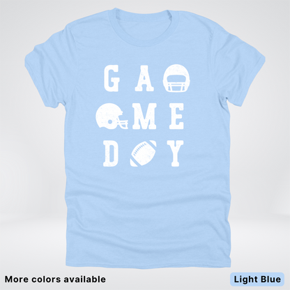 Game Day Football 3 x 3  – White Design  – T-Shirt
