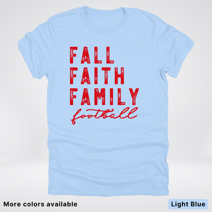 Fall Faith Family – Red Design - Football - T-Shirt