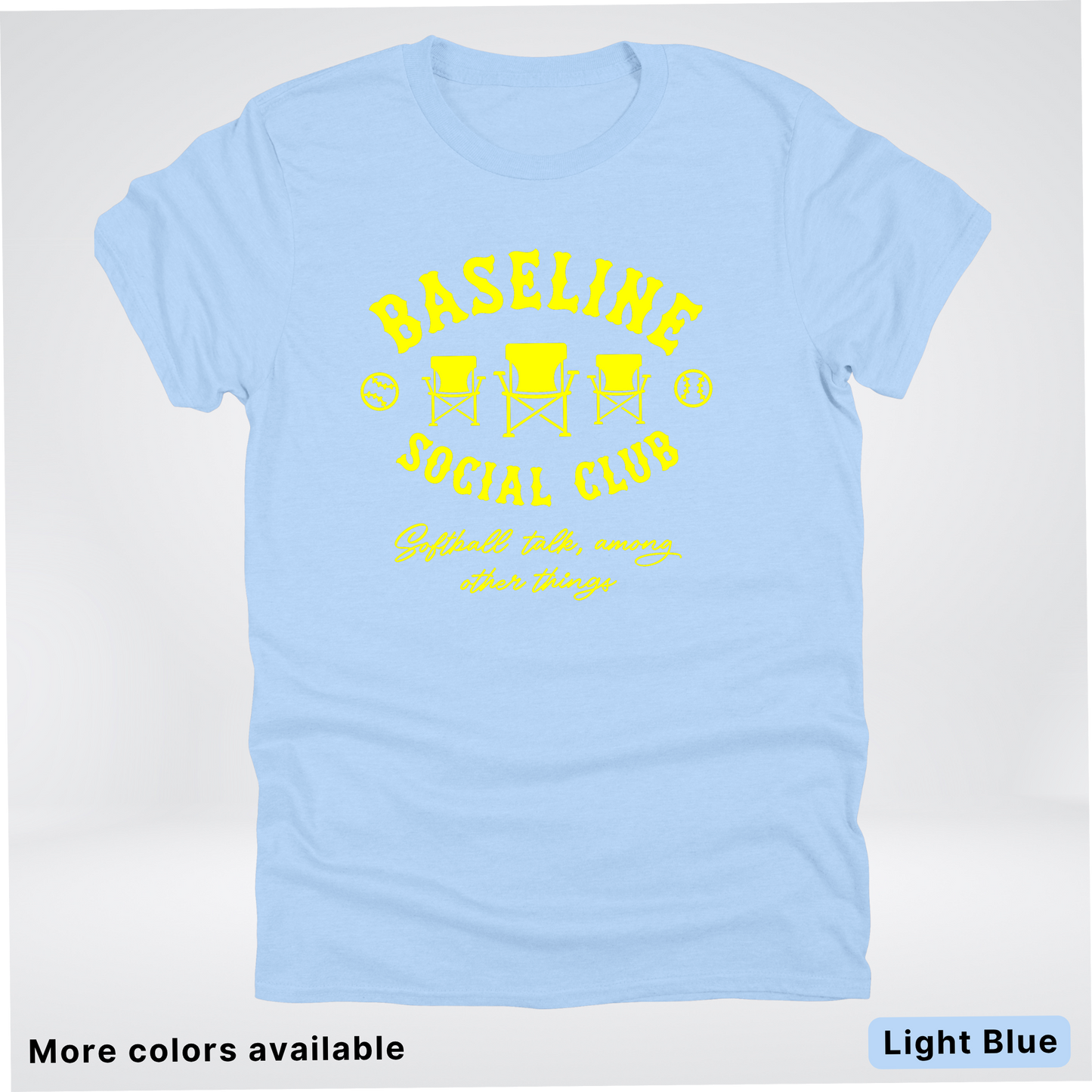 Baseline Social Club Softball – Yellow Design - T-Shirt