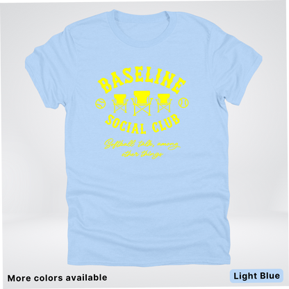 Baseline Social Club Softball – Yellow Design - T-Shirt