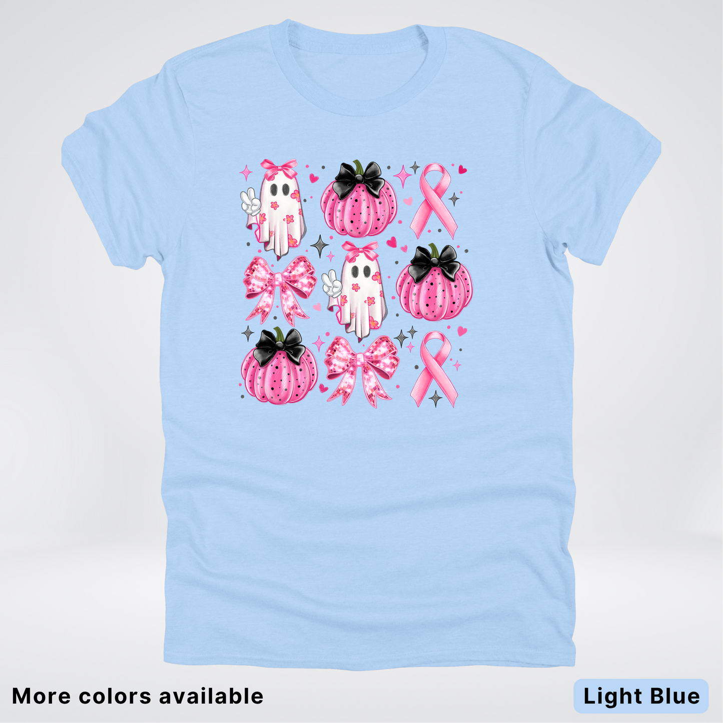 Ghost & Pink Out Pumpkins Coquette Cute Ghost Disco Bow - T-Shirt