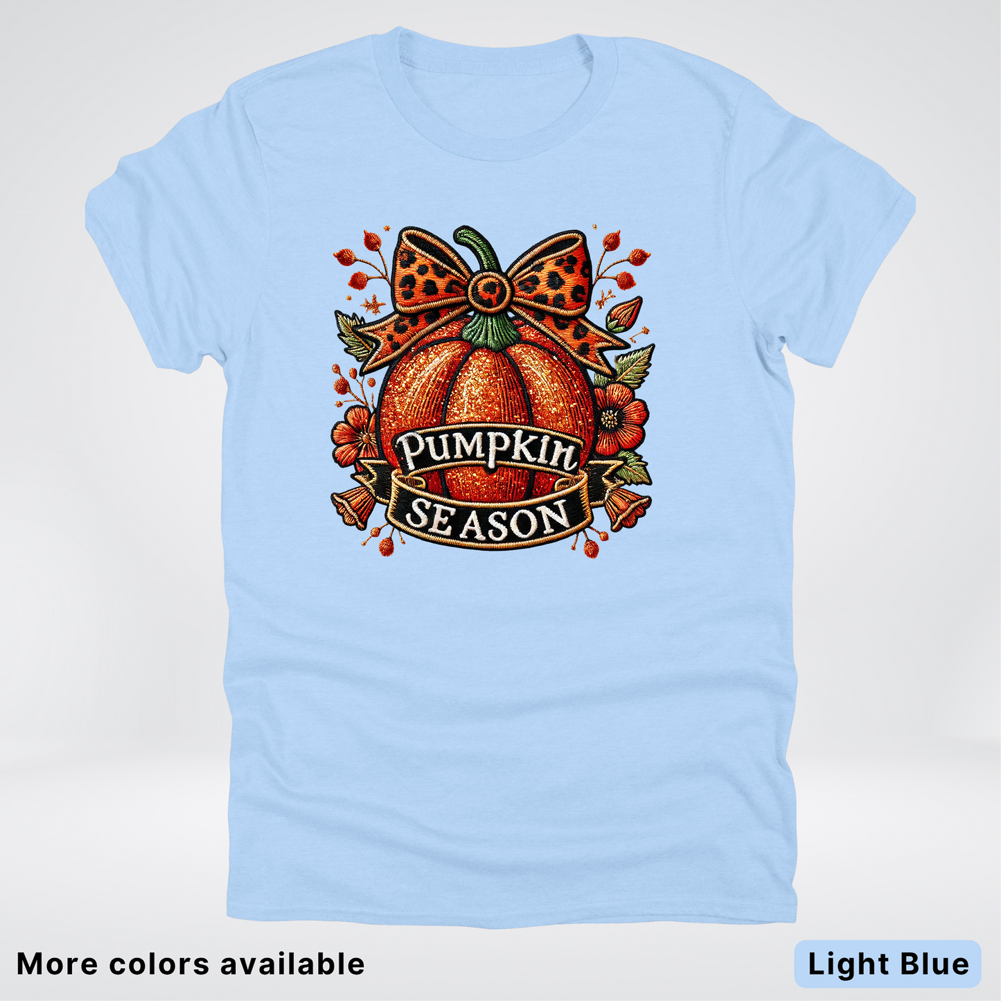 Pumpkin Season Leopard Print Bow Fall Autumn  - T-Shirts