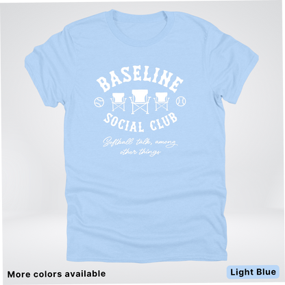 Baseline Social Club Softball – White Design – T-Shirt