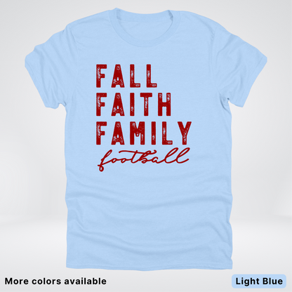 Fall Faith Family – Maroon Design - Football - T-Shirt