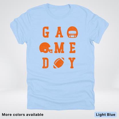 Game Day Football 3 x 3 – Orange Design  – T-Shirt
