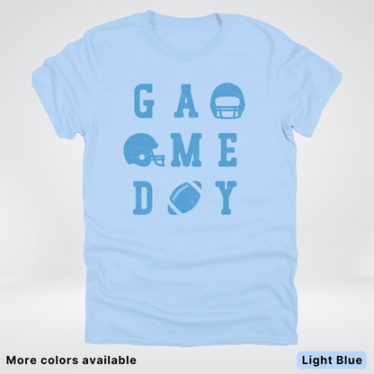 Game Day Football 3 x 3 – Light Blue Design – T-Shirt