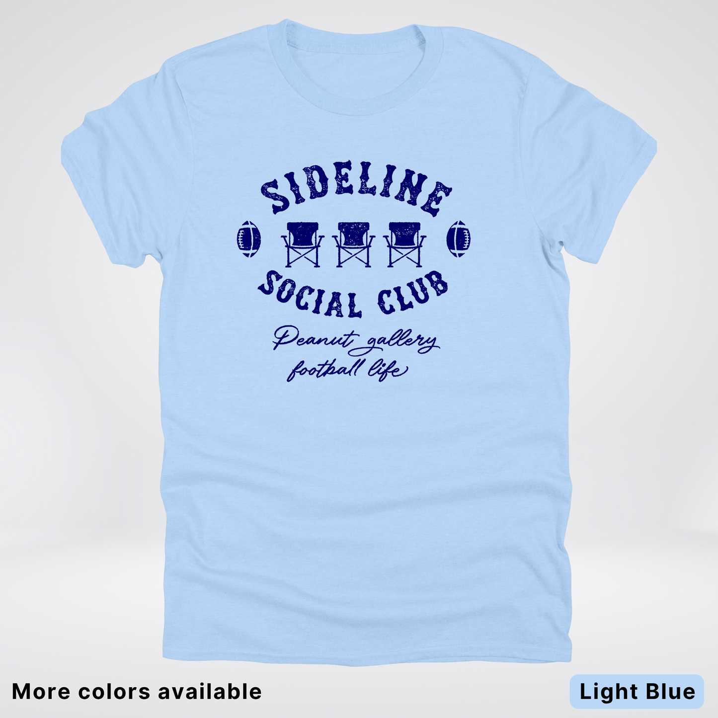 Sideline Social Club Peanut Gallery Football Life Navy Design 02 T-Shirt