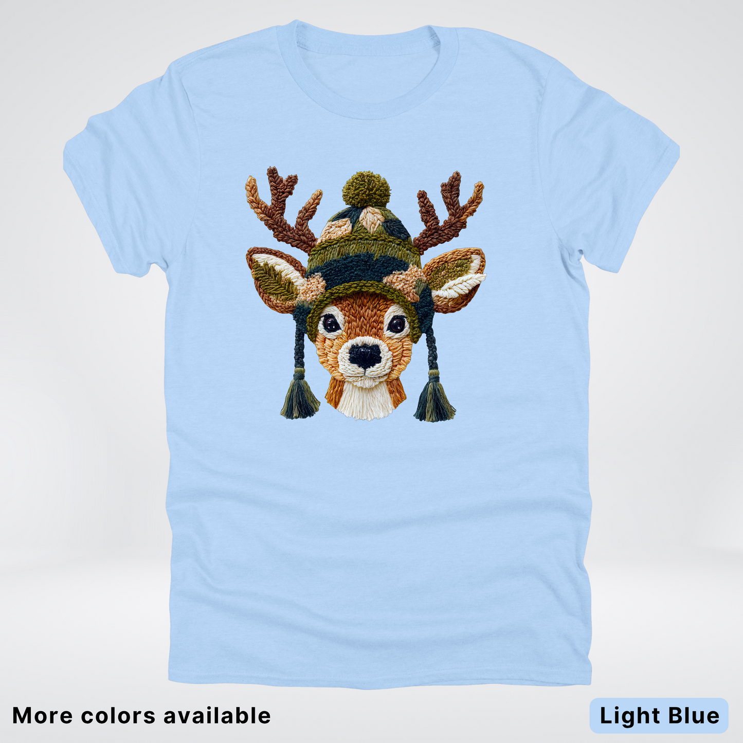 Cozy Winter Reindeer Hook Yard Faux Texture - T-Shirt