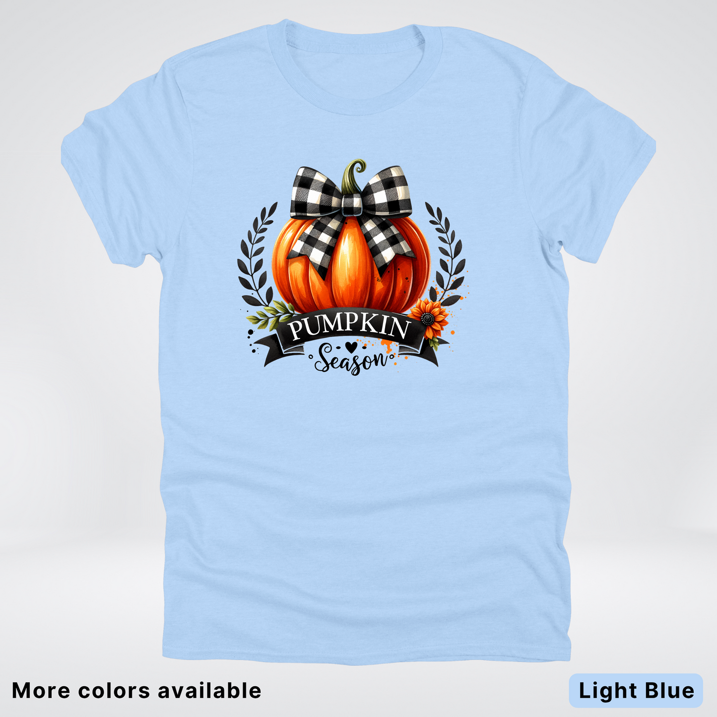 Pumpkin Season Black Plaid Bow - T-Shirt