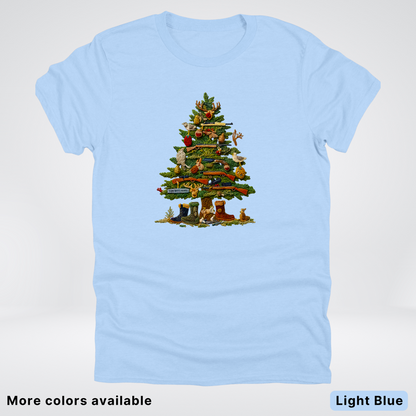 Woodland Critters Christmas Tree Hook Yard Faux - T-Shirt